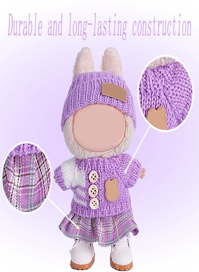SHUOXUKE for Luxury 17cm Doll Clothes - 3-Piece Set （No Doll）, Adorable Outfit , Doll Outfit Clothes Set for 17cm Dolls,Clothes for Fashion Designer Collection Hat + Sweater + Skirt (Purple) - Image 4